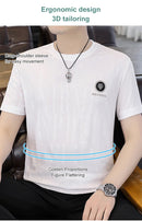 Fashion O-neck Solid Color Letter Short Sleeve T-shirt Men L K15 - TUZZUT Qatar Online Shopping