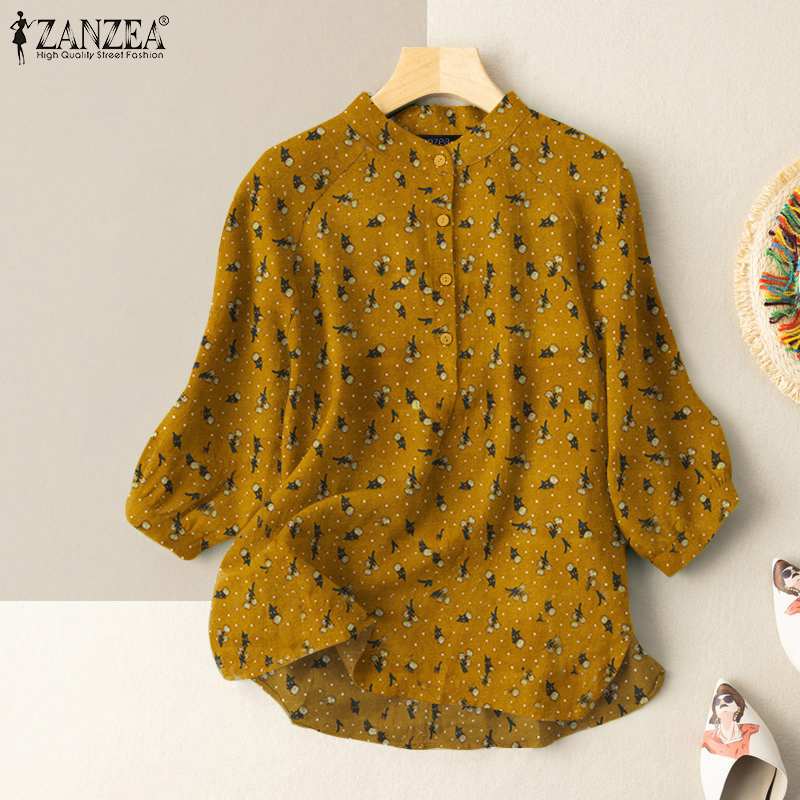 Women Button Blouse Vintage Printed Tops Fashion S4268922 Women Button Blouse Vintage Printed Tops Fashion S4268922