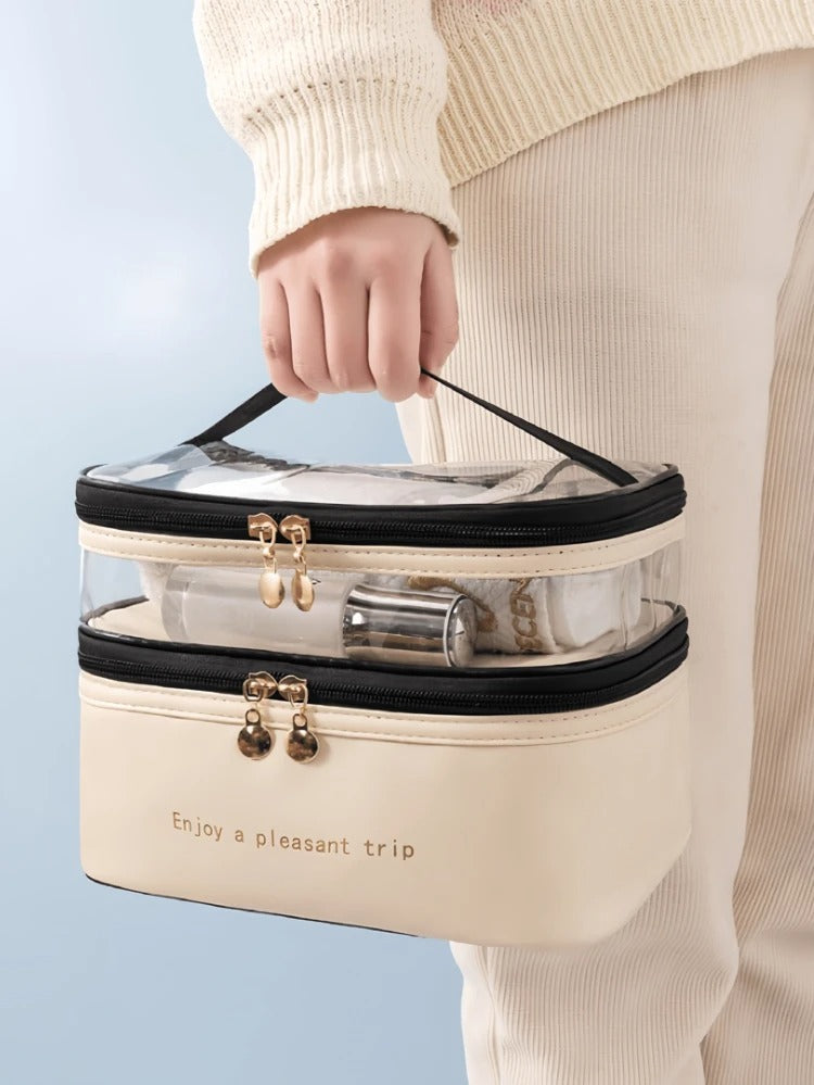 Double Layer Large Capacity Cosmetic Bag DL202 - TUZZUT Qatar Online Shopping