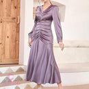 Modely Ruched Front Ruffle Hem Satin Dress    S4974757 - TUZZUT Qatar Online Shopping