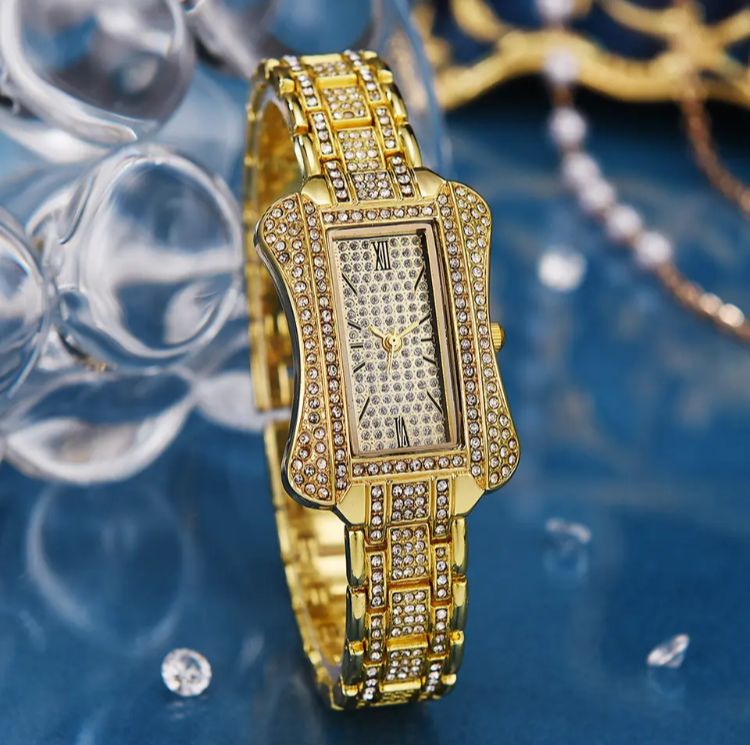 New Gold Luxury Rhinestone Watches Women W392401 - Tuzzut.com Qatar Online Shopping