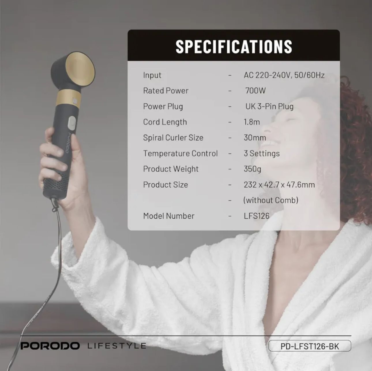 Porodo Lifestyle Multi-Styling Hair Dryer Set - LFS126 Porodo Lifestyle Multi-Styling Hair Dryer Set - LFS126