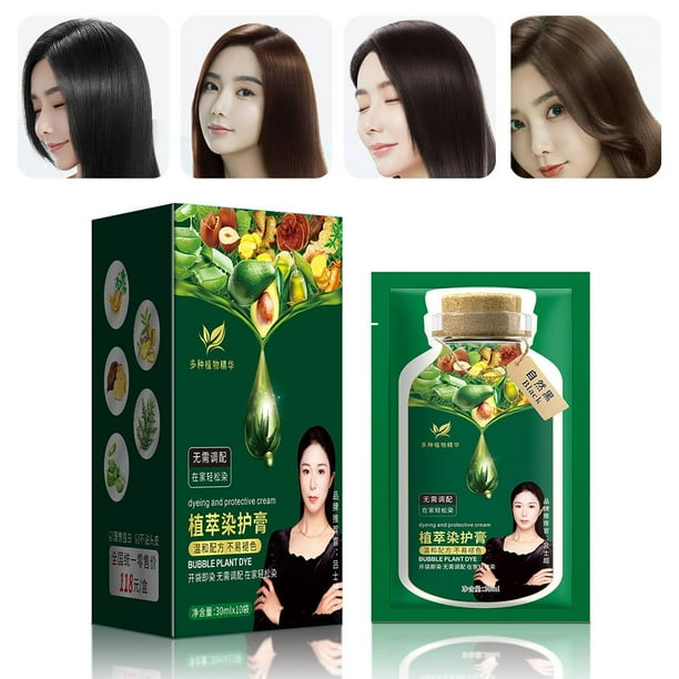 Hair Dye Cream Plant-based Plant Hair Color Shampoo Styling Products Tools (30ml x 10 bags) - TUZZUT Qatar Online Shopping