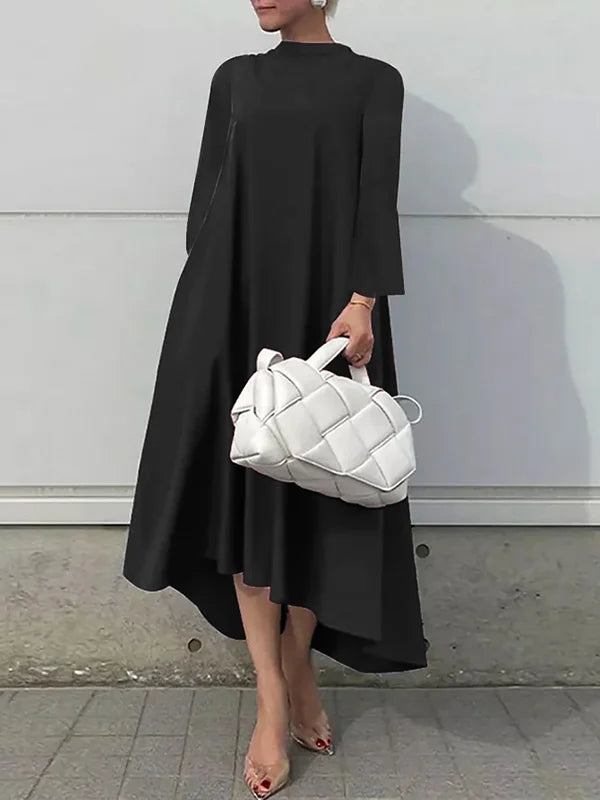 Casual Long Sleeves High-Low Solid Color Maxi Dresses 110617 Casual Long Sleeves High-Low Solid Color Maxi Dresses 110617