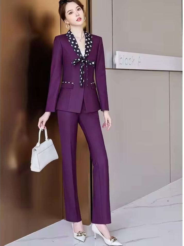Women Elegant 2 Piece Set Female Blazer Office Ladies Business Work Wear Fashion Scarf B195137Formal Jacket and Pant Suit Women Elegant 2 Piece Set Female Blazer Office Ladies Business Work Wear Fashion Scarf B195137Formal Jacket and Pant Suit