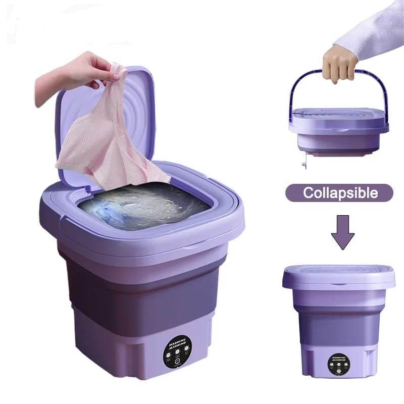 8L Small Folding Washing Machine Can Be Dehydrated Portable Underwear Underwear and Socks Washing Machine UV Sterilizer - Tuzzut.com Qatar Online Shopping