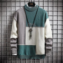 New Men's Semi-turtleneck Sweater Youth Korean Version Fashion Spliced Jumper 2XL S4802337 - Tuzzut.com Qatar Online Shopping
