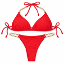 Red Triangle Bikini Set with Gold Chain 165