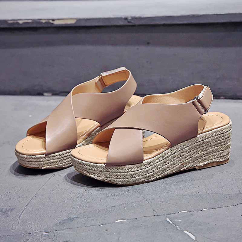 Strappy Platform Wedge Sandals WS321 - TUZZUT Qatar Online Shopping