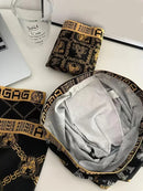 Men's 4 Pcs  Breathable Boxer Shorts, Black and Gold Printed Cotton Underwear S450 - TUZZUT Qatar Online Shopping
