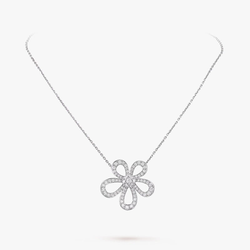 Flowerlace pendant White Gold Diamond Necklace DN2127 - TUZZUT Qatar Online Shopping