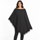 Women’s Black Feather-Trim Asymmetric Cape Top SDR4021– Size XL
