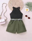 Girls' Casual Sleeveless T-Shirt and Shorts  X4911923 - TUZZUT Qatar Online Shopping