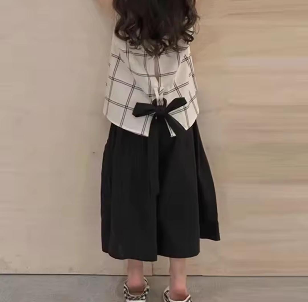Kid's Plaid Top and Wide Leg Pants Set SK23945 Kid's Plaid Top and Wide Leg Pants Set SK23945