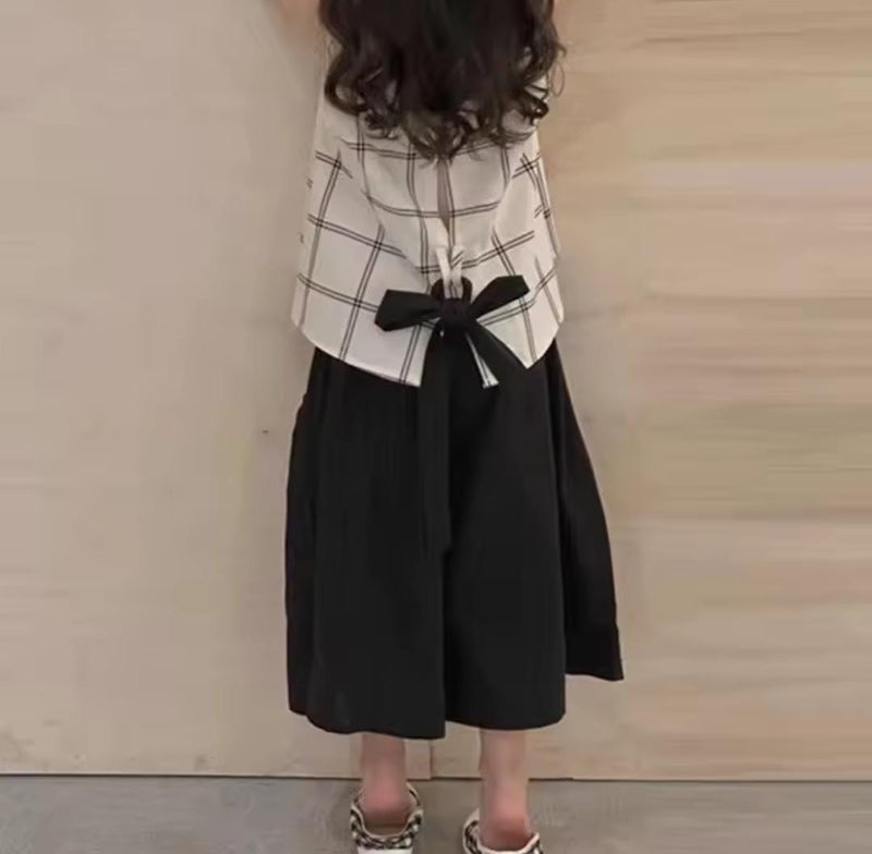 Kid's Plaid Top and Wide Leg Pants Set  SK23945 - TUZZUT Qatar Online Shopping