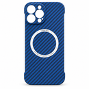 I Phone 13 Pro Max Ultra Thin Blue Carbon Fiber Pattern Magnetic Ring Phone Case MF 1960
