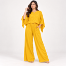 Women's Mustard Yellow Batwing Sleeve Top & Wide Leg Palazzo Pants Set – 2 Pieces