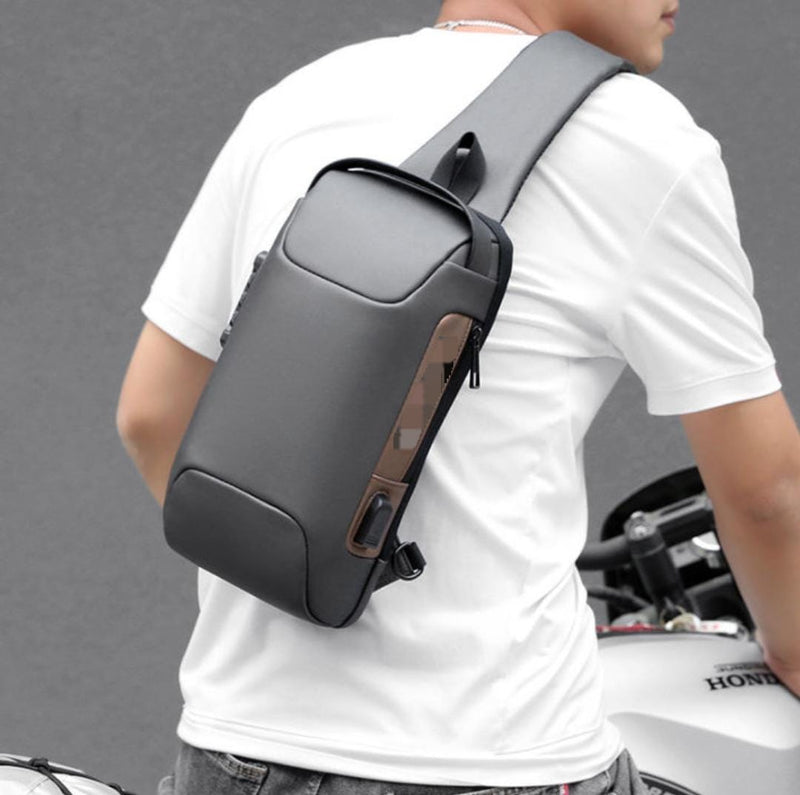 Men Crossbody Bag Anti-theft Chest Bag Password Lock Sling bag USB Charging Cross Body Bag Men B-394674 - Tuzzut.com Qatar Online Shopping