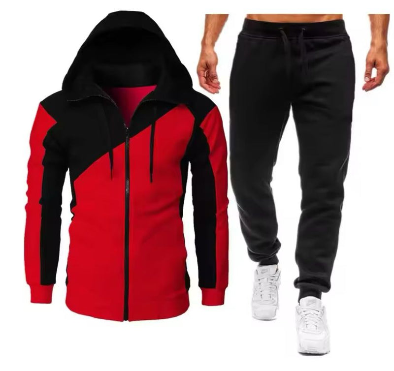 New Men Tracksuit Double Zipper Two Pieces Set Mens Sportswear  T564798 - TUZZUT Qatar Online Shopping
