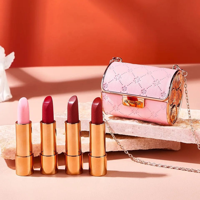 HANBER Beauty Shiny Luxury Lipstick Chain Bag 4pc/set - TUZZUT Qatar Online Shopping