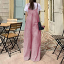 Vintage Striped Jumpsuits for Women, Casual Summer Wide Leg Pants   S5045907 - TUZZUT Qatar Online Shopping