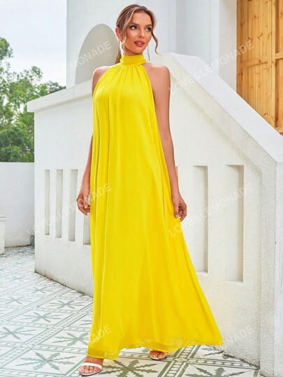 Womens Halter Neck Maxi Dress 116376