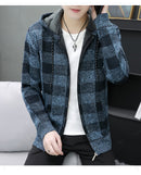Men Jacket Plaid Pattern Breathable Polyester Sweater Hoodie for Winter - S4025875 - Tuzzut.com Qatar Online Shopping