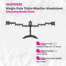 Single Pole Triple-Monitor Aluminium Articulating Monitor Mount Stand - SH 070T036 (Fits Most 13" ~ 27" Screen) - TUZZUT Qatar Online Shopping