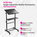 Height Adjustable Mobile Workstation With Tiltable Desktop Mount SH-WS-T01A - TUZZUT Qatar Online Shopping