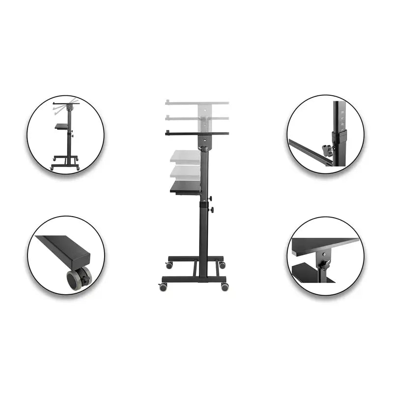 Height Adjustable Mobile Workstation With Tiltable Desktop Mount SH-WS-T01A Height Adjustable Mobile Workstation With Tiltable Desktop Mount SH-WS-T01A