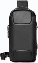 Mens Side Chest Bag  with USB,Tablet  Water Scratch Resistant Shoulder Bag with two Handle for Travel Daily Use  - S4370202 - TUZZUT Qatar Online Shopping