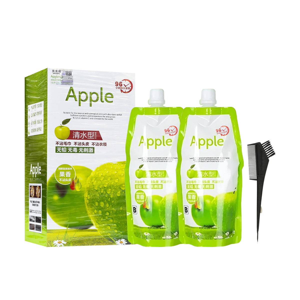 Apple 96 Natural Black Hair Dye Ammonnia Free Hair Colour Cream (500ml* 2) Pack Apple 96 Natural Black Hair Dye Ammonnia Free Hair Colour Cream (500ml* 2) Pack