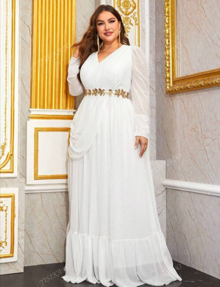 Plus Contrast Sequin Ruffle Hem Chiffon Formal Dress    S5080161 - TUZZUT Qatar Online Shopping