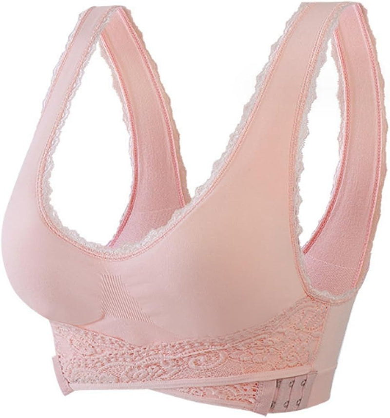 Tourmaline Shaping Wireless Silky Bra, Front Cross Bras Side Buckle Lace Bra B8812 - TUZZUT Qatar Online Shopping