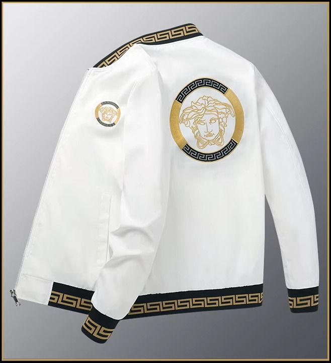 Embroidery White Bomber Men's MN845 Embroidery White Bomber Men's MN845