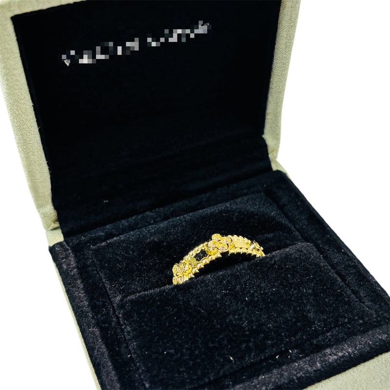 Sweet Clovers Yellow Vintage Gold Diamond Ring VC96012 - TUZZUT Qatar Online Shopping