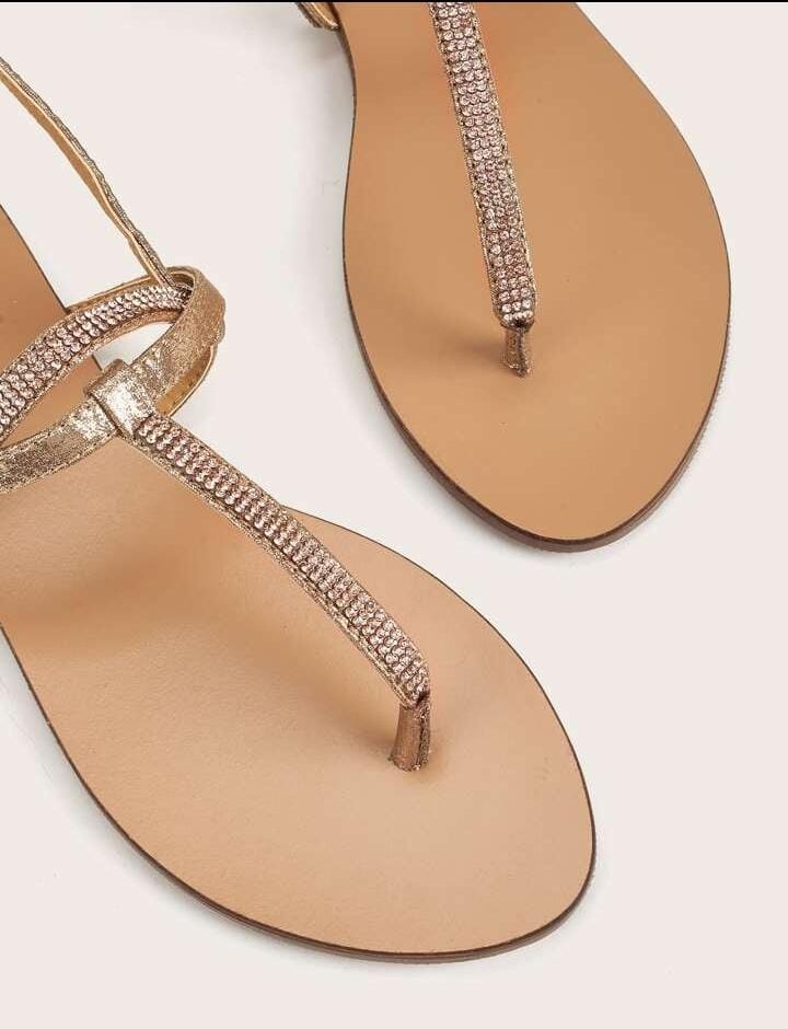Toe Post Rhinestone Decor Slingback Sandals S9264410 Toe Post Rhinestone Decor Slingback Sandals S9264410