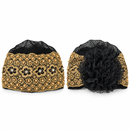Women’s Black & Gold Embellished Hair Bun Cap 782