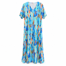 Turquoise Abstract Print V-Neck Maxi Dress MC-A45