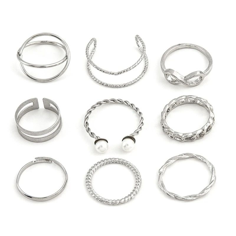 9 Pieces Vintage Stackable Midi Rings Set S 4471234 9 Pieces Vintage Stackable Midi Rings Set S 4471234