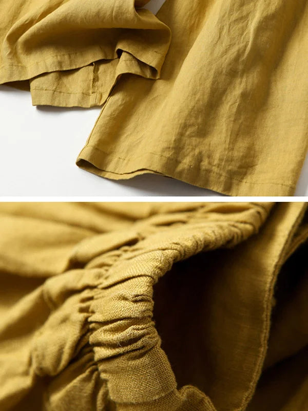 Solid Color Ramie Cotton Plus Size Loose Ninth Wide-Leg Pants 83707 Solid Color Ramie Cotton Plus Size Loose Ninth Wide-Leg Pants 83707