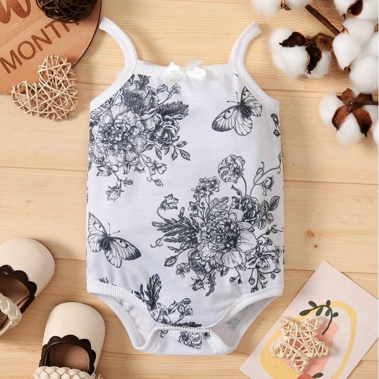 PatPat Baby Girl Solid/Striped/Floral-Print Sleeveless Spaghetti Strap Romper 6-9M 20343823 - Tuzzut.com Qatar Online Shopping