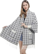 Women Pocket Shawl Woven Tassel Shawl    B-381226 - TUZZUT Qatar Online Shopping