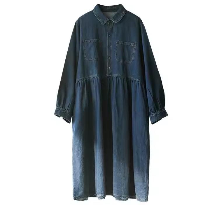 Women's Single Breasted Turn-down Collar Solid Pockets Button Down Lightweight Loose Fit Solid High Street Denim Dress B243500 Women's Single Breasted Turn-down Collar Solid Pockets Button Down Lightweight Loose Fit Solid High Street Denim Dress B243500
