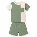 Boys’ Sage Green & Cream Colour Block T-Shirt and Shorts Set 1546374 - 18–24 Months