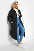 Womens Curve Black Button Through Hooded Jacket 55943 S - TUZZUT Qatar Online Shopping