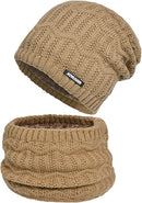 Winter Warm Hat Scarf Set, Plush and Thick Knitted Hat, Plush and Warm Outdoor Scarf UNISEX        S4753714 - TUZZUT Qatar Online Shopping