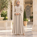 Taupe Collared Maxi Dress with Black Trim MC-A5