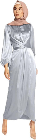 Women Long Satin Dress  B-53112 - TUZZUT Qatar Online Shopping