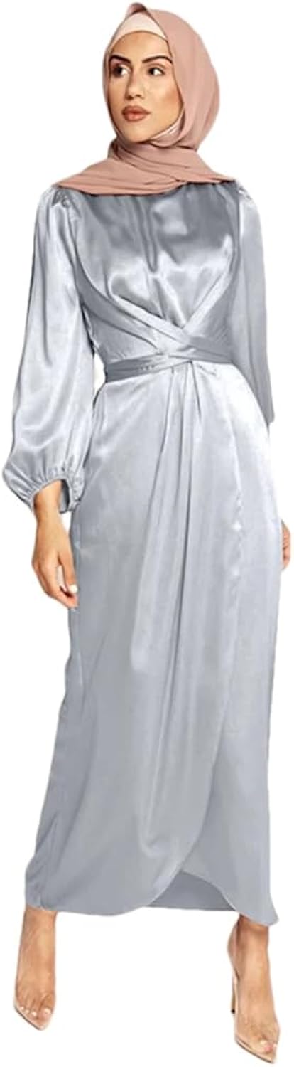 Women Long Satin Dress B-53112 Women Long Satin Dress B-53112